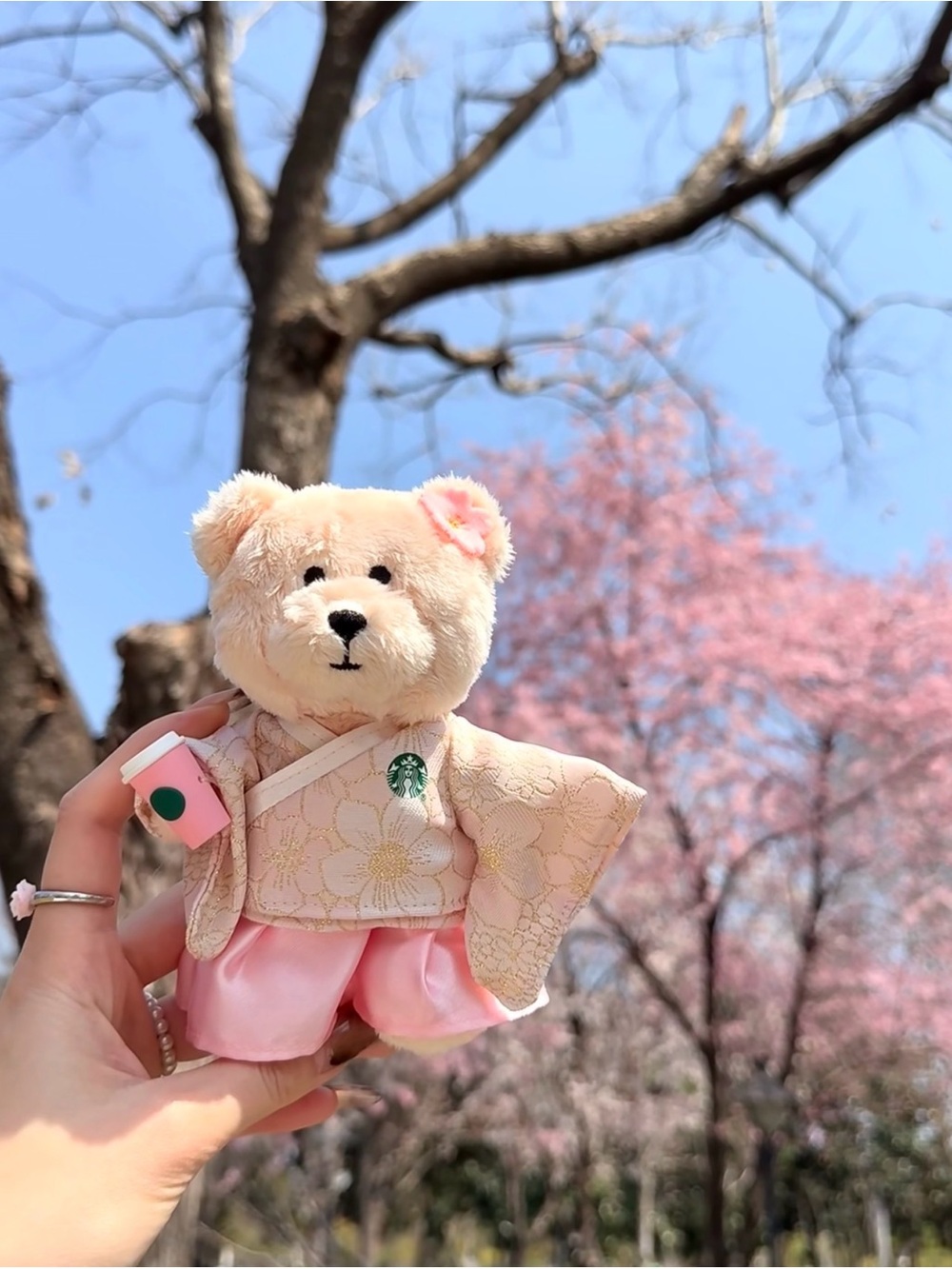 Starbucks Bearista Bear Keychain Sakura